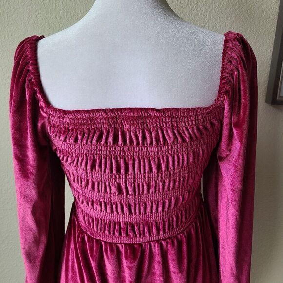Milkmaid Velvet‎ Regency Smocked Dress XS Pink Romantic Fairy Lauren Conrad - Picture 5 of 12